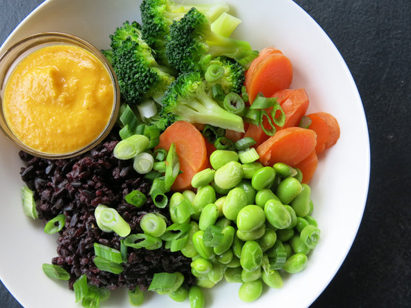 Black Rice and Vegetable Bowl with Ginger- Miso Dressing